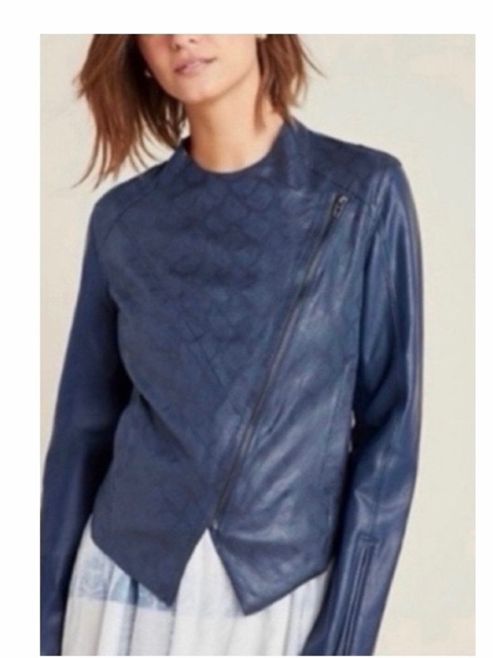 BlankNYC‎ Anthropologie Sharona Snakeskin Faux Leather Moto Jacket NWT